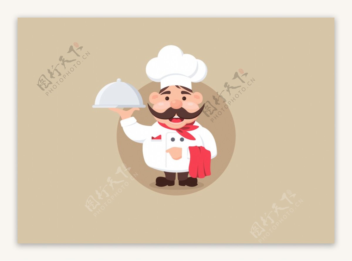 厨师扁平化网络图标图片