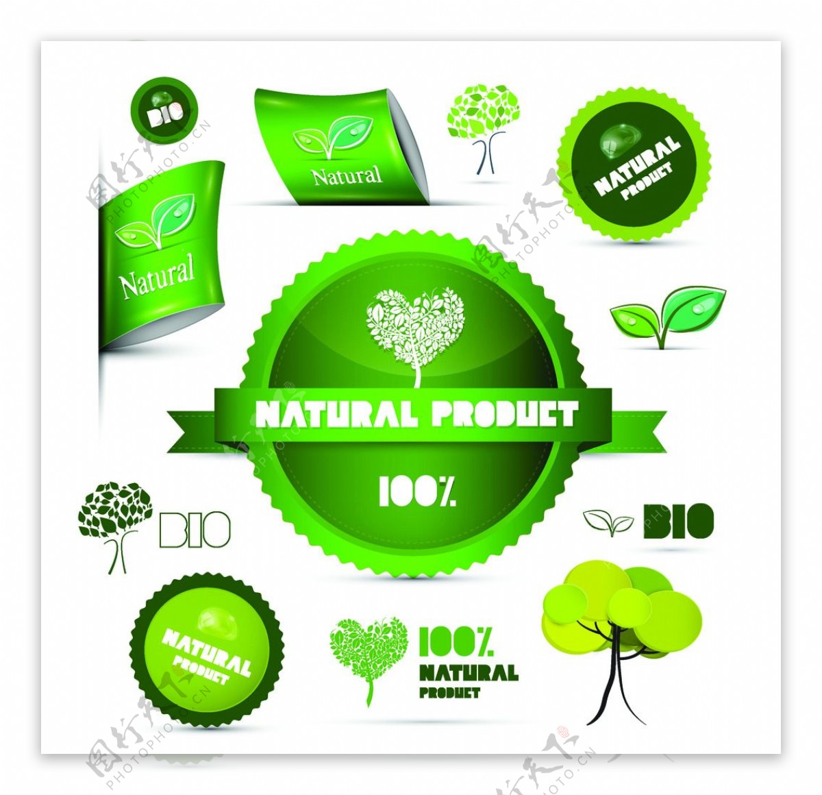 绿色环保标签图片