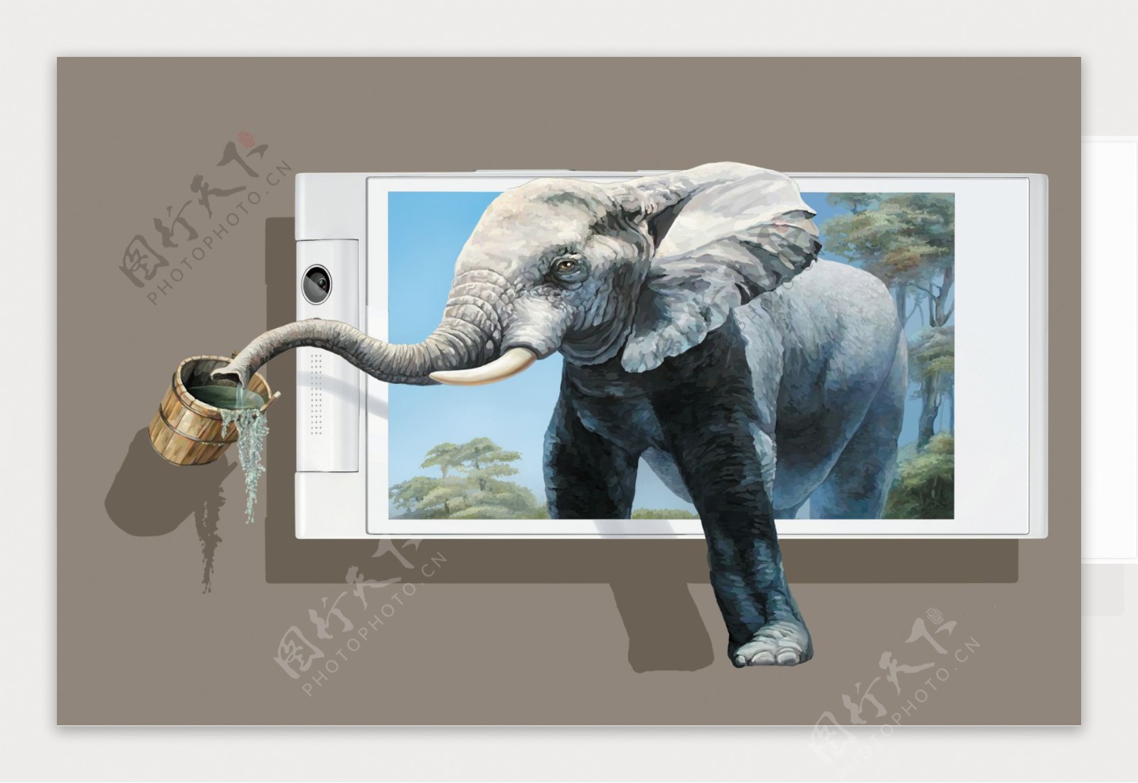 大象立体画图片