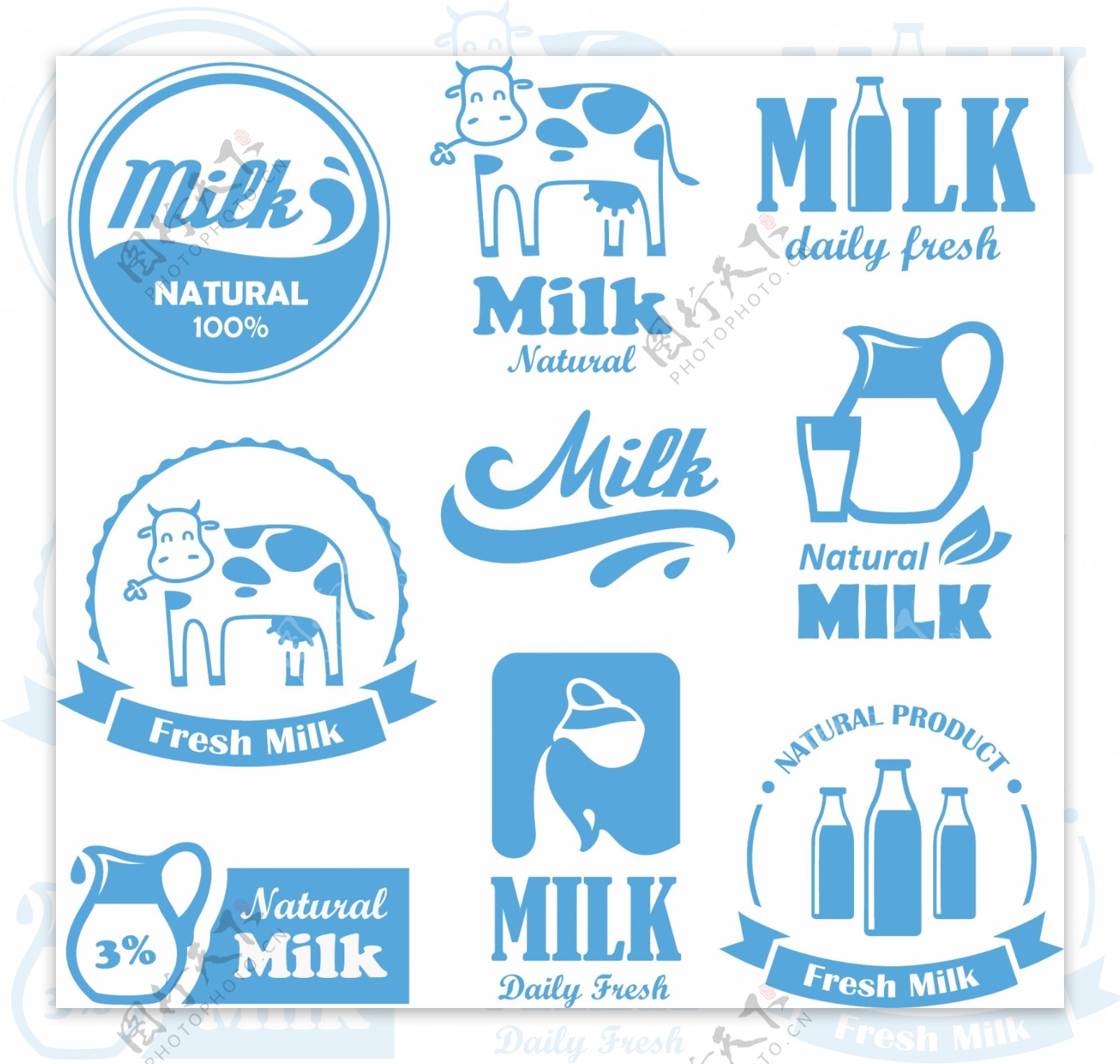 鲜奶milk标签图片