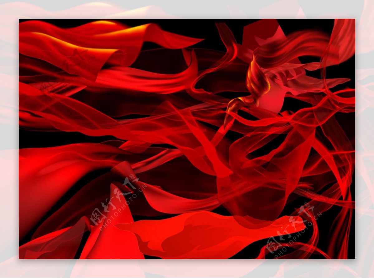 红色丝带分层素材图片