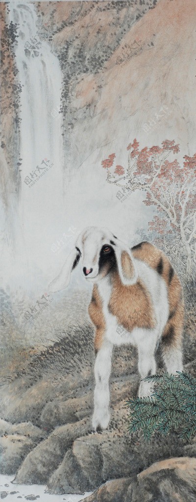 工笔画羊羔图片
