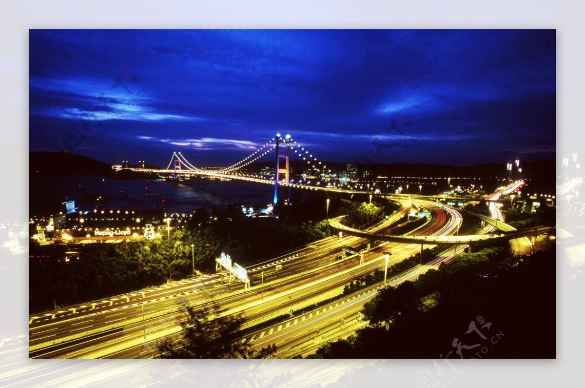 香港青马大桥夜景图片