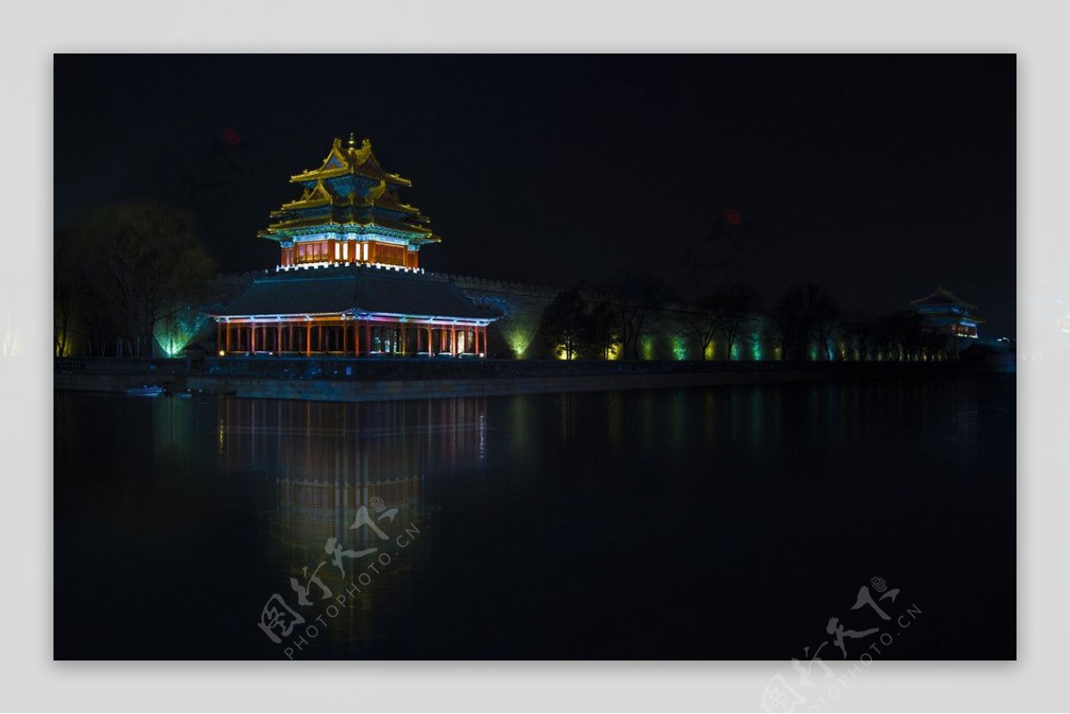 北京紫禁城角楼夜景图片
