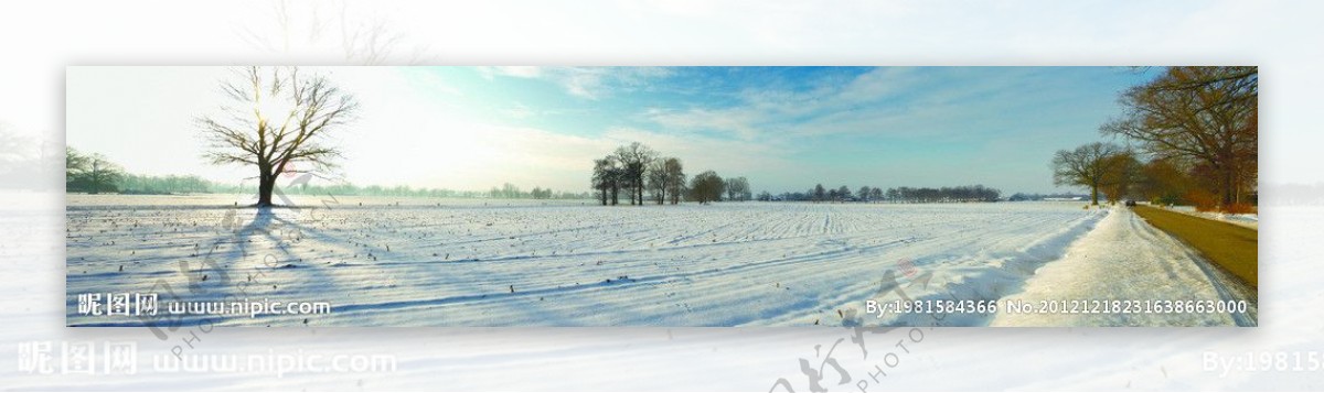村庄冬季雪景全景图图片