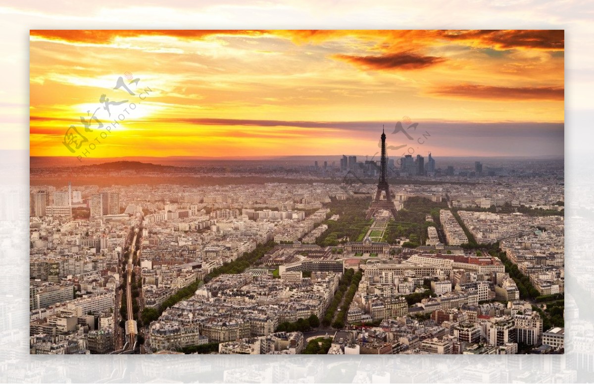 黄昏巴黎高清摄影图片