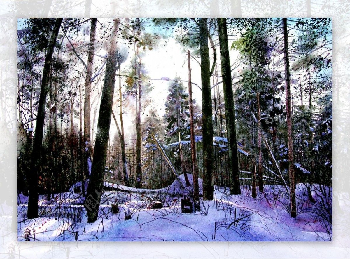 山林冬景图片