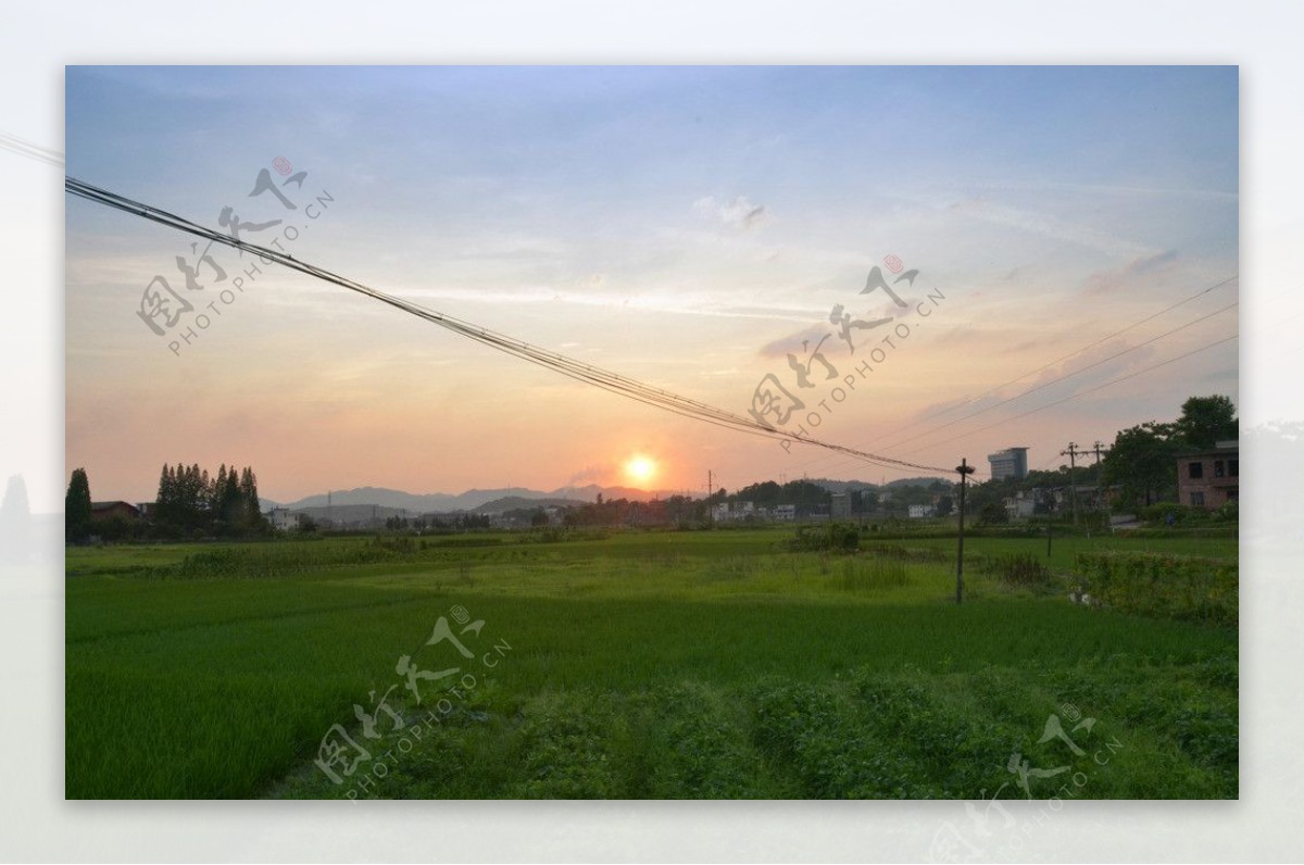 日落田间风景图片