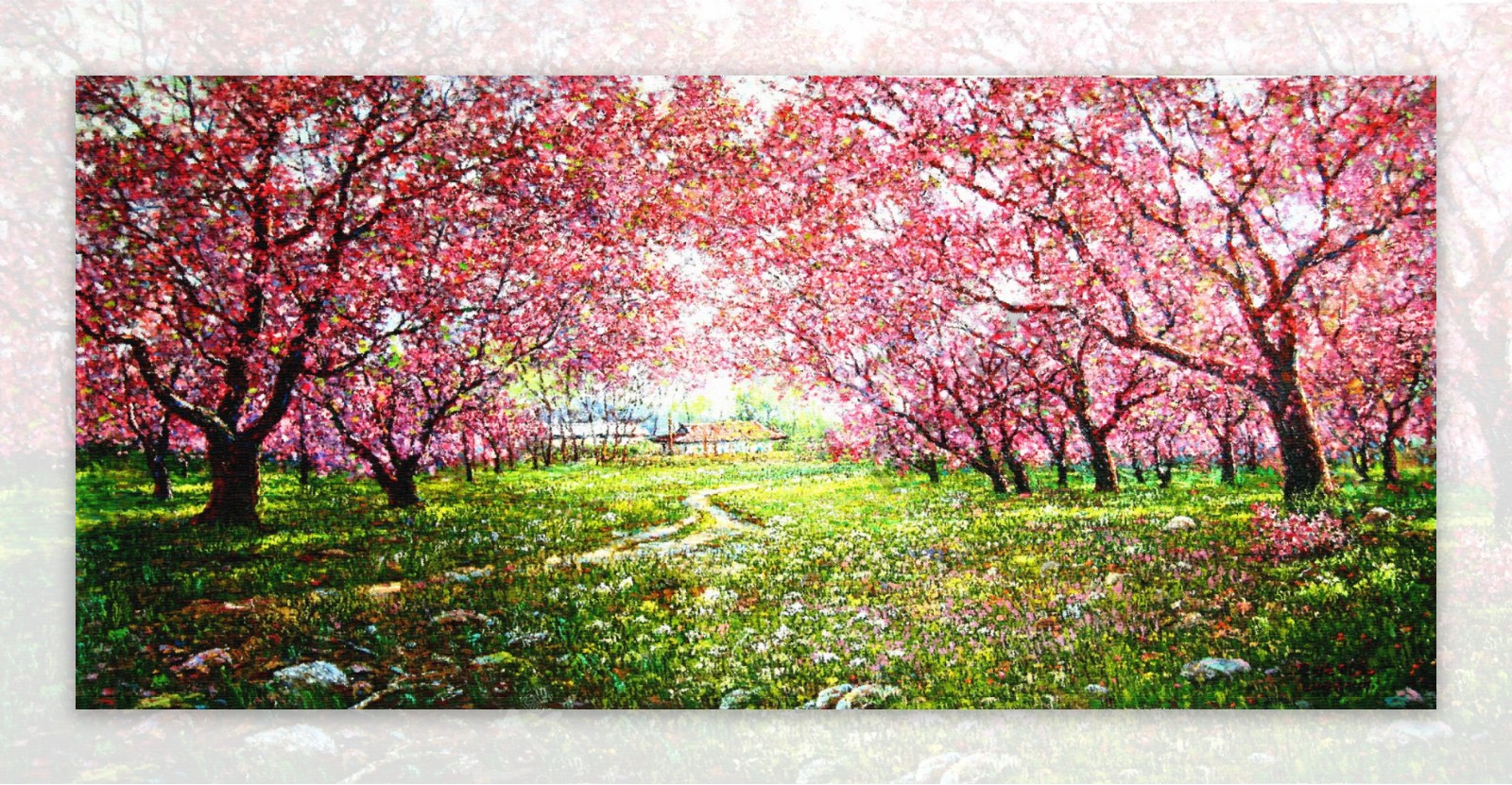 樱花油画装饰画图片