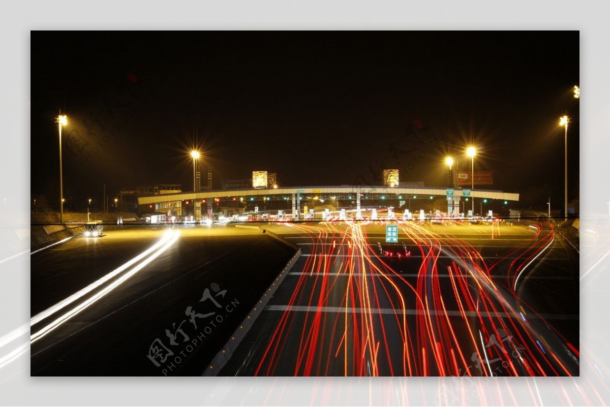安徽高速收费站车流夜景照片图片