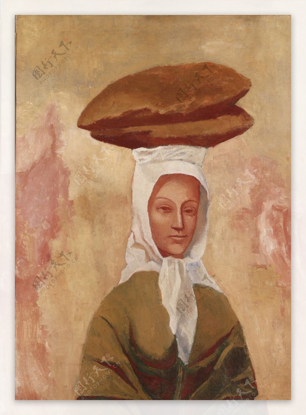 女子與麵包图片