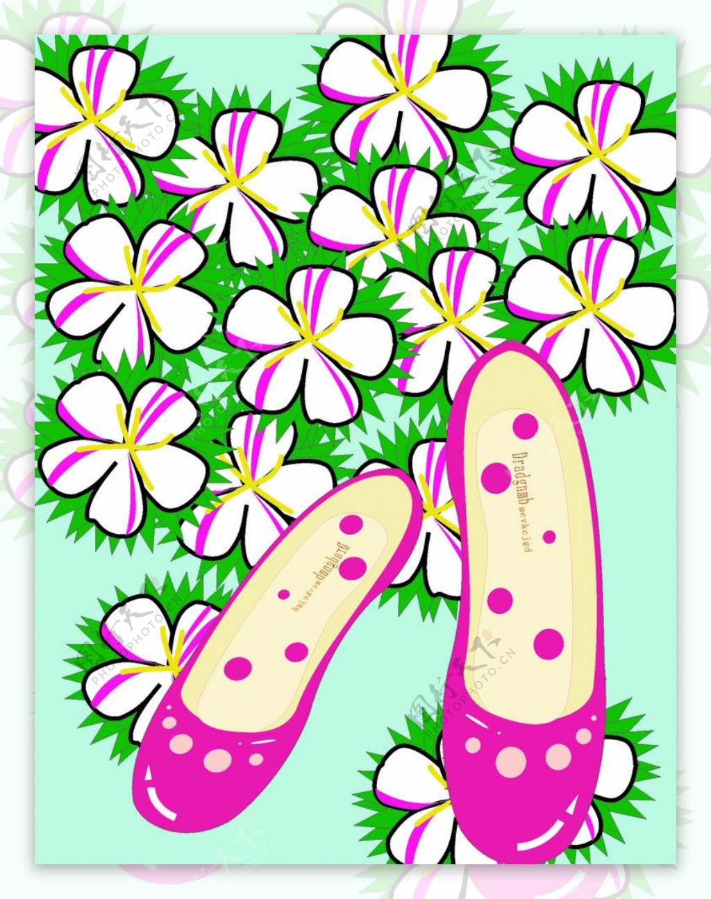 手绘花朵鞋子设计素材图片