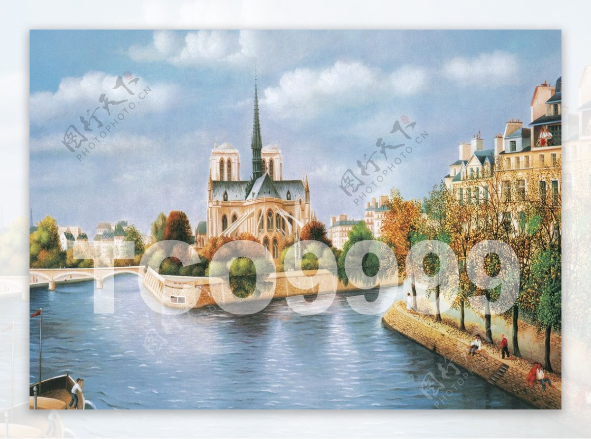 油画手绘油画城市风光40x30厘米图片