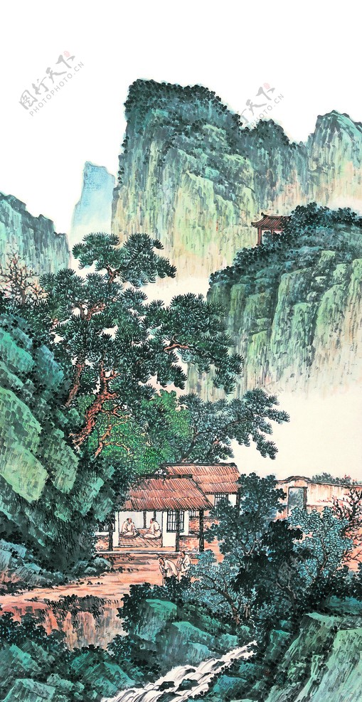 水墨中国画山水图片