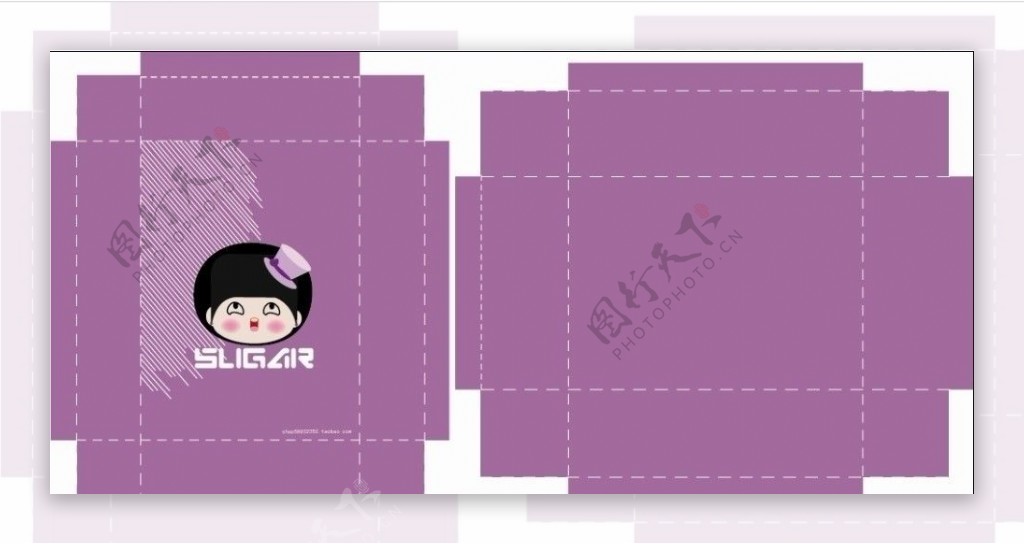 紫色盒子展开图sugar糖妹妹包装公主可爱图片