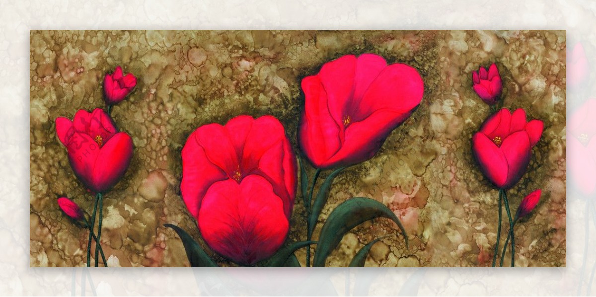 高清晰的油画无框画花卉图片