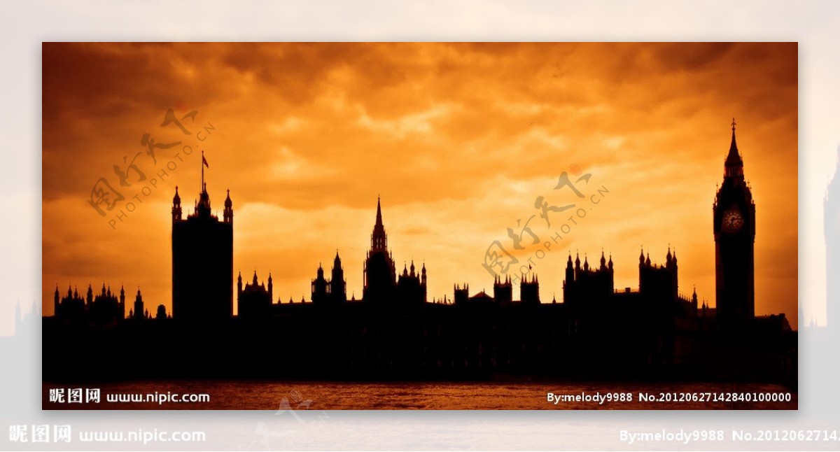 英国议会大楼夜景图片