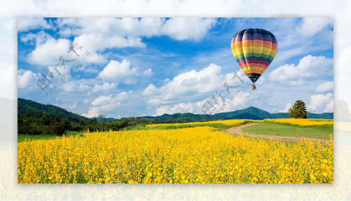 天空中的彩色热气球图片