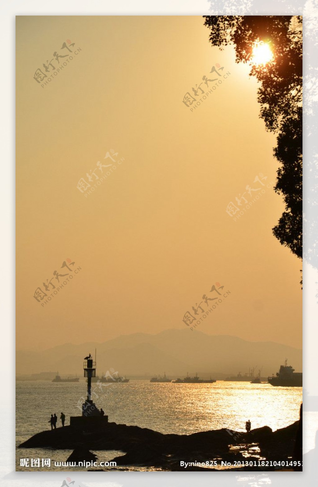 鼓浪屿海景夕阳灯塔图片