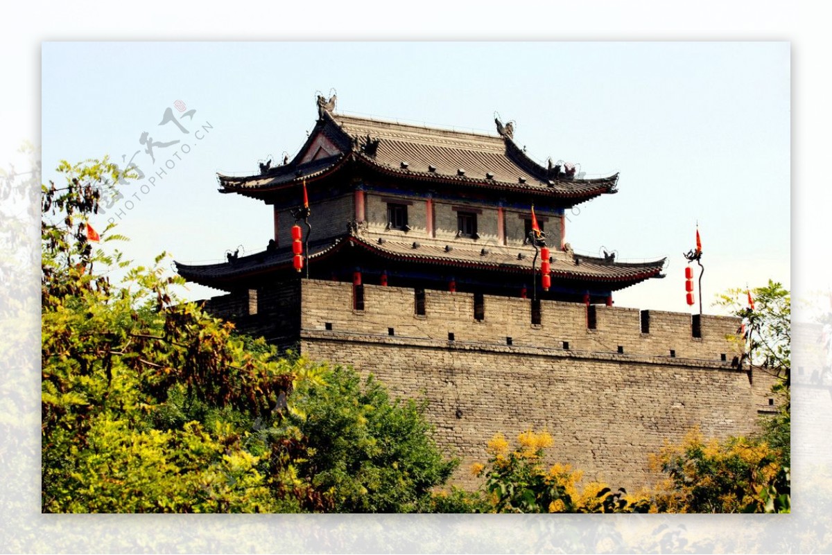 西安古城墙箭楼图片