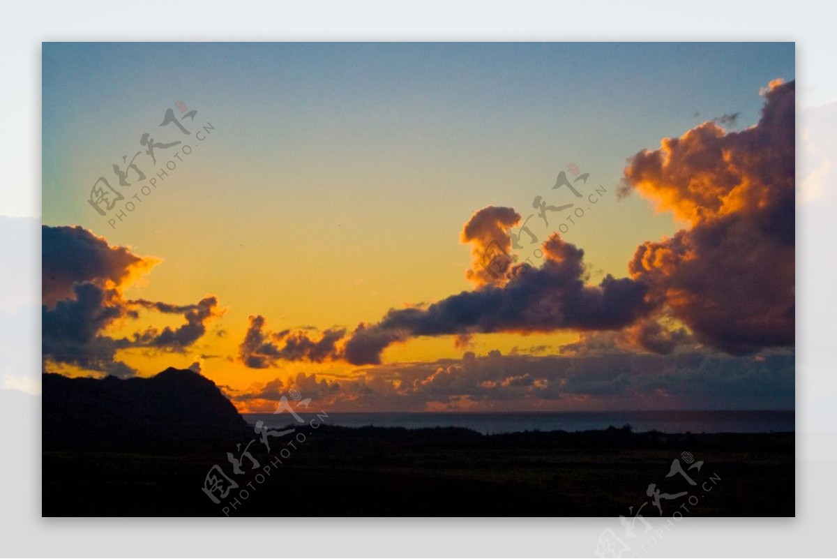 夏威夷夕阳美景图片