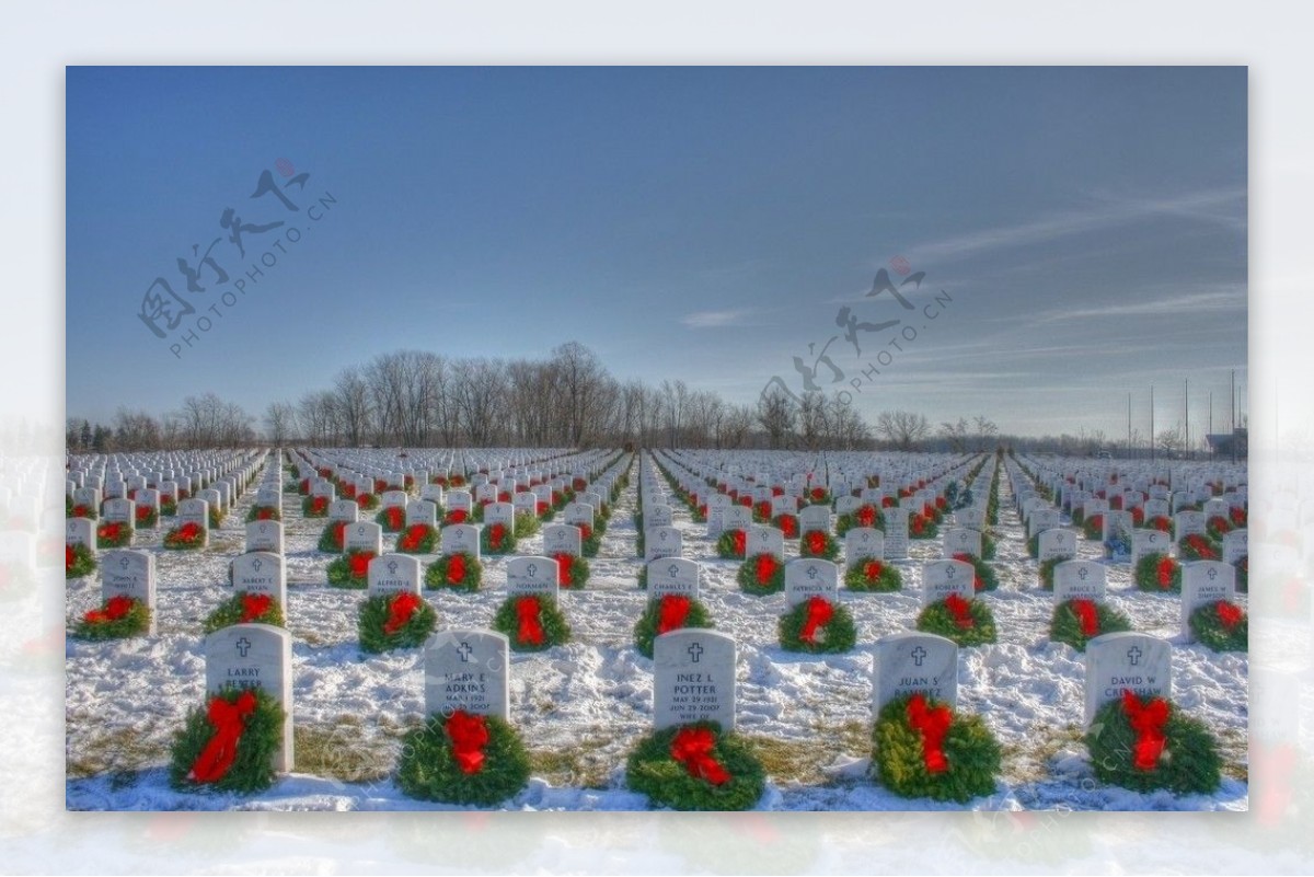 墓地雪景图片
