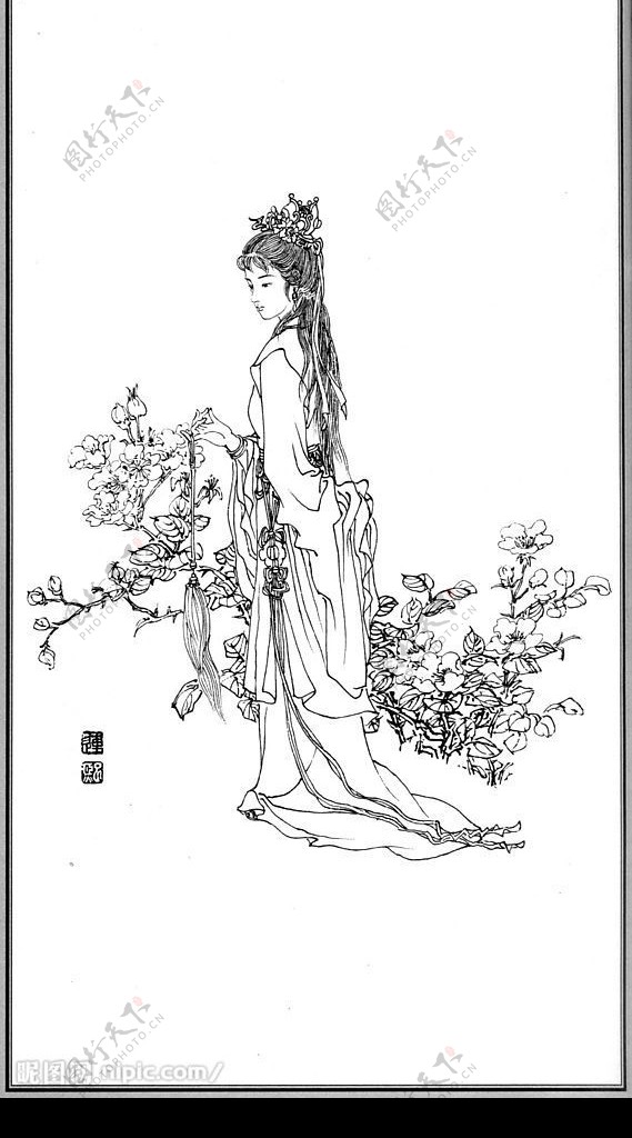 中国神话人物065蔷薇花神李治图片