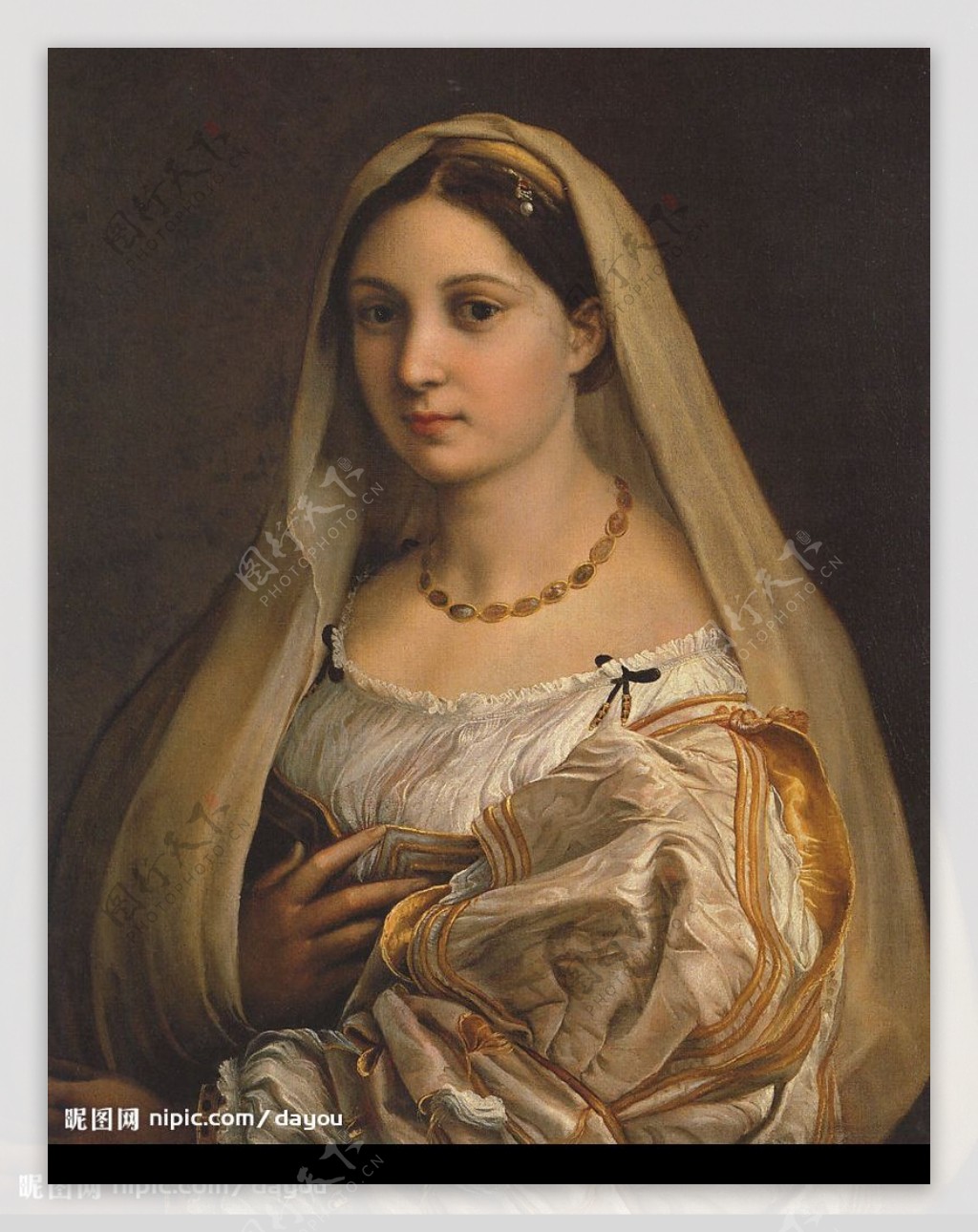 拉斐尔油画戴面纱的女人弗娜丽娜图片