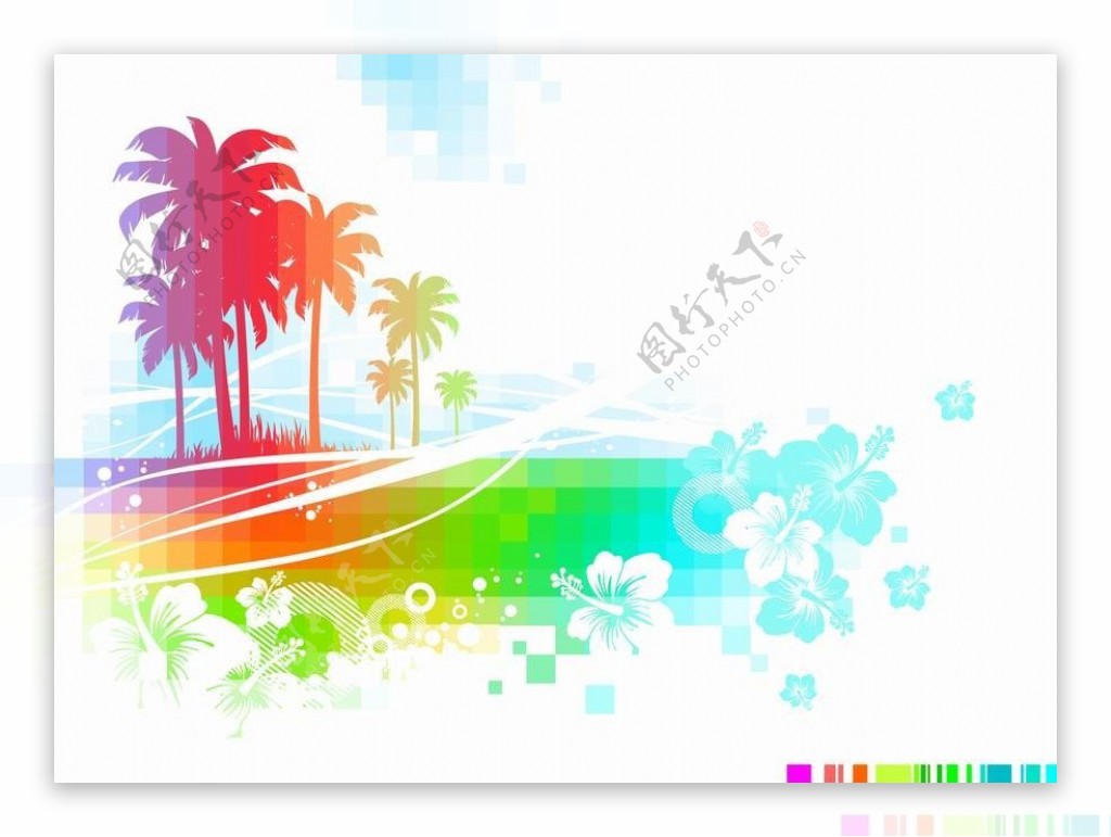 水墨椰子树背景图片