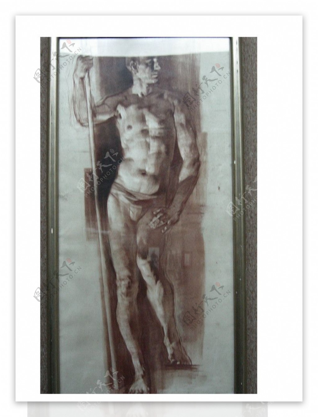 俄罗斯美术作品精品素描正面男人站姿图片