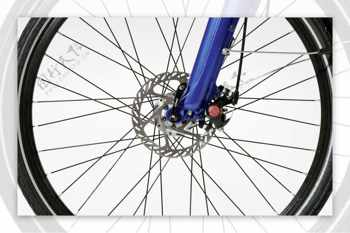 自行车车轮胎特写图片