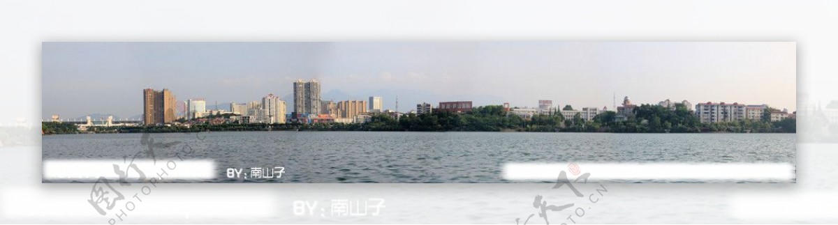 超宽幅九江南湖全景图图片