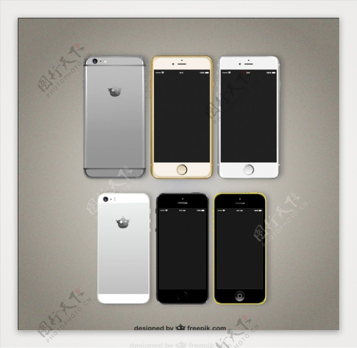 6款精美苹果手机设计矢量图图片