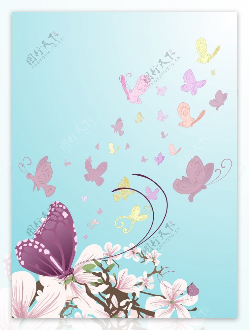 鲜花蝴蝶背景图片