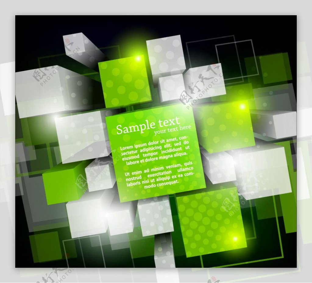 绿色动感方块方框背景图片