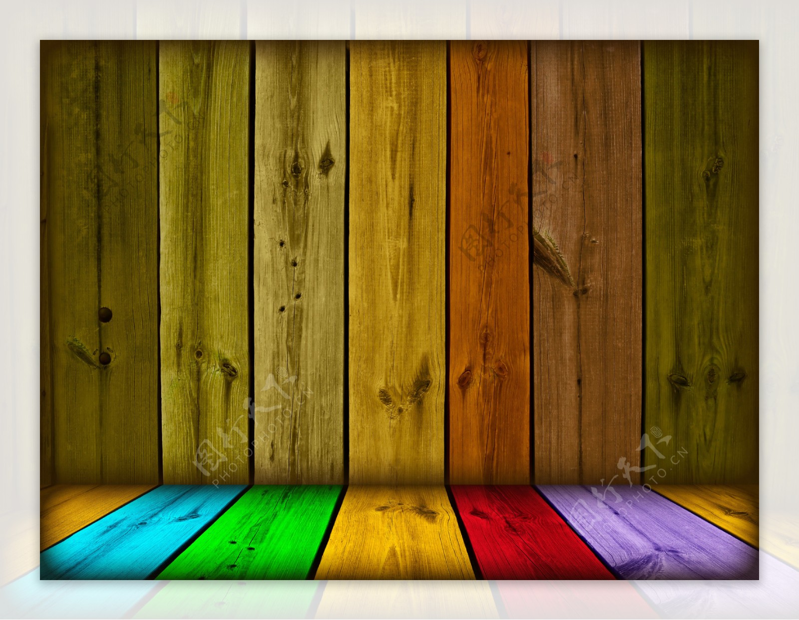 彩色木板背景图片