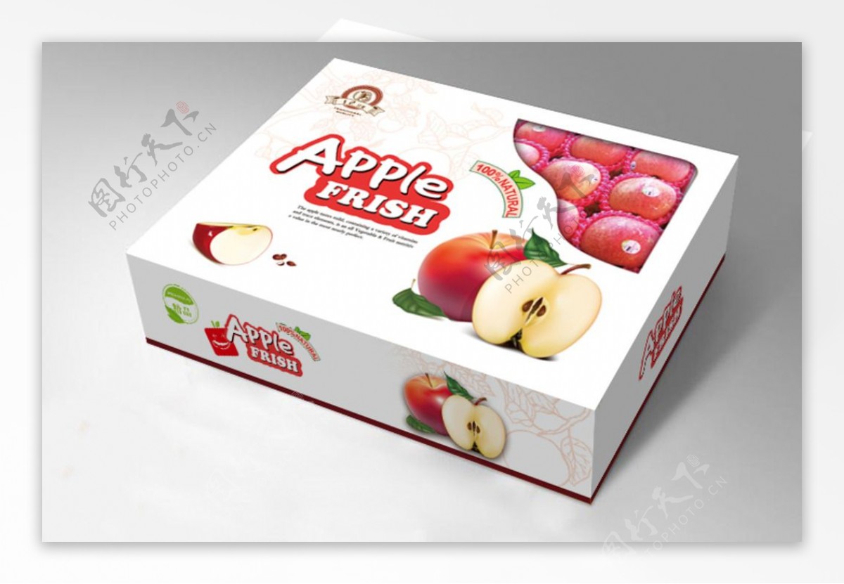 新鲜苹果包装礼盒展开图图片