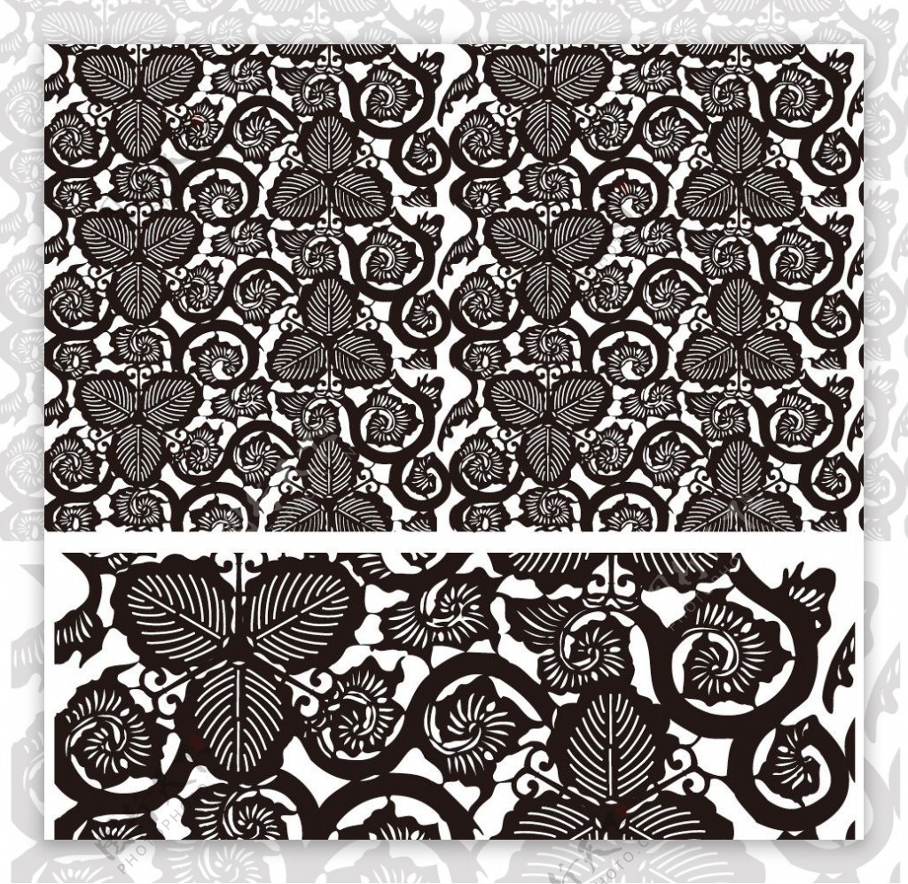 黑白无缝古典花纹底纹图片