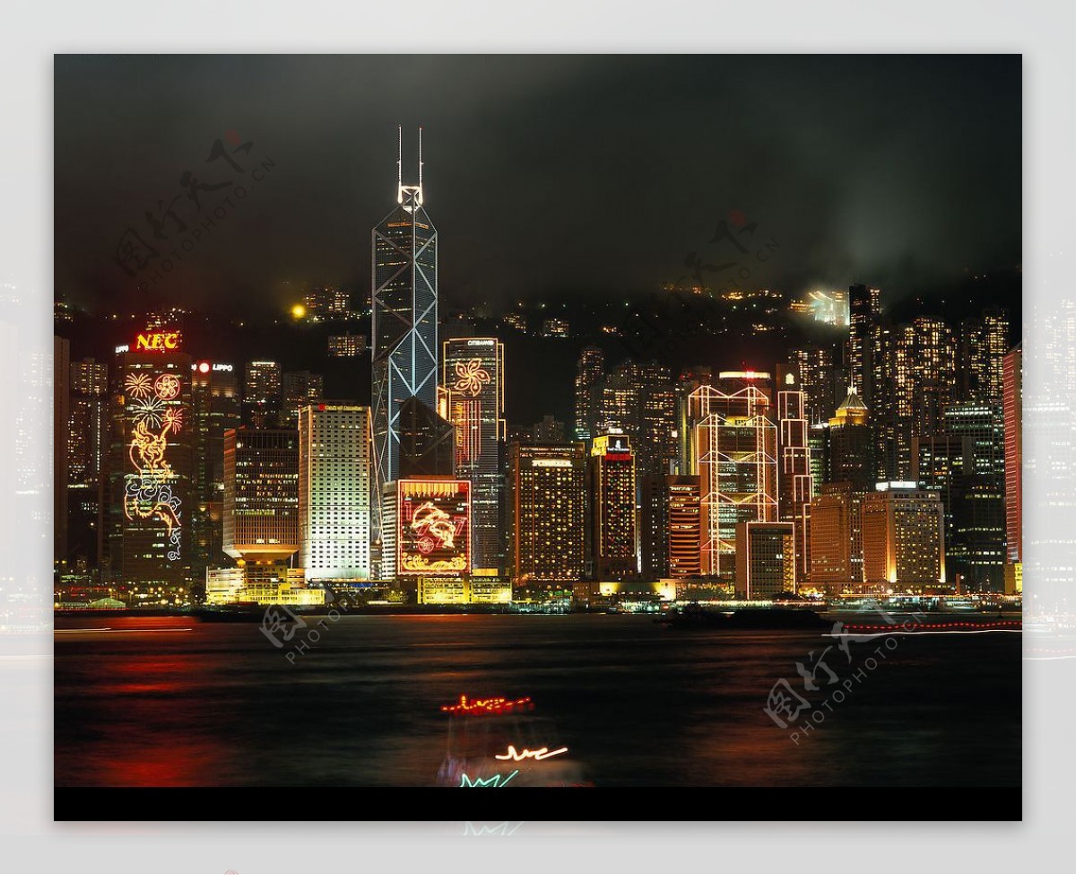 香港维多利亚港夜景图图片
