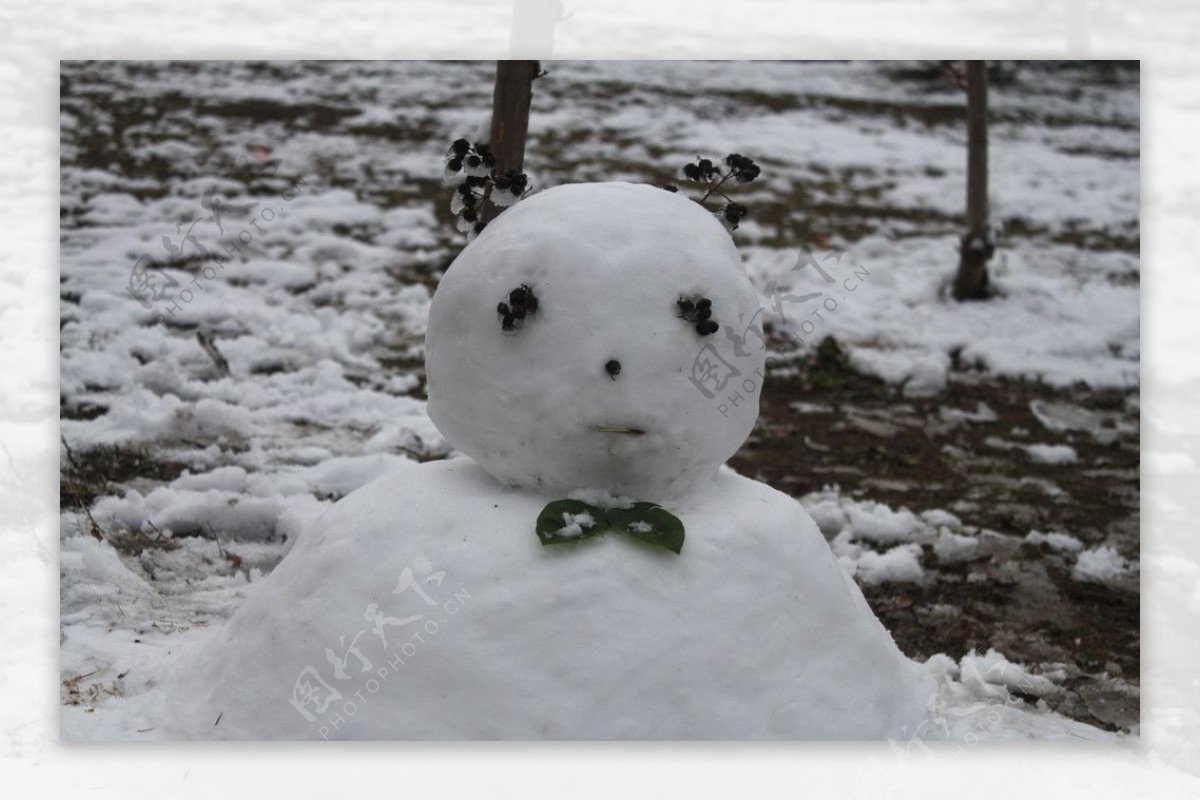 校园美景之雪人图片