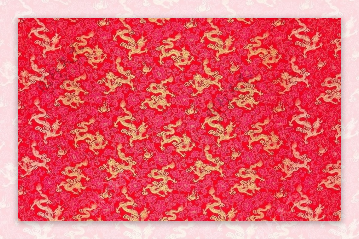 中国龙布料背景红图片