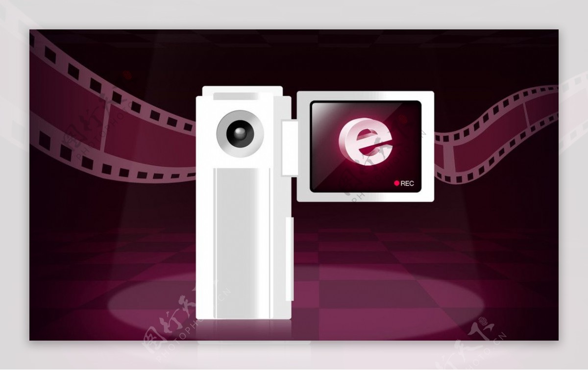 摄像机E字头电脑广告设计图片