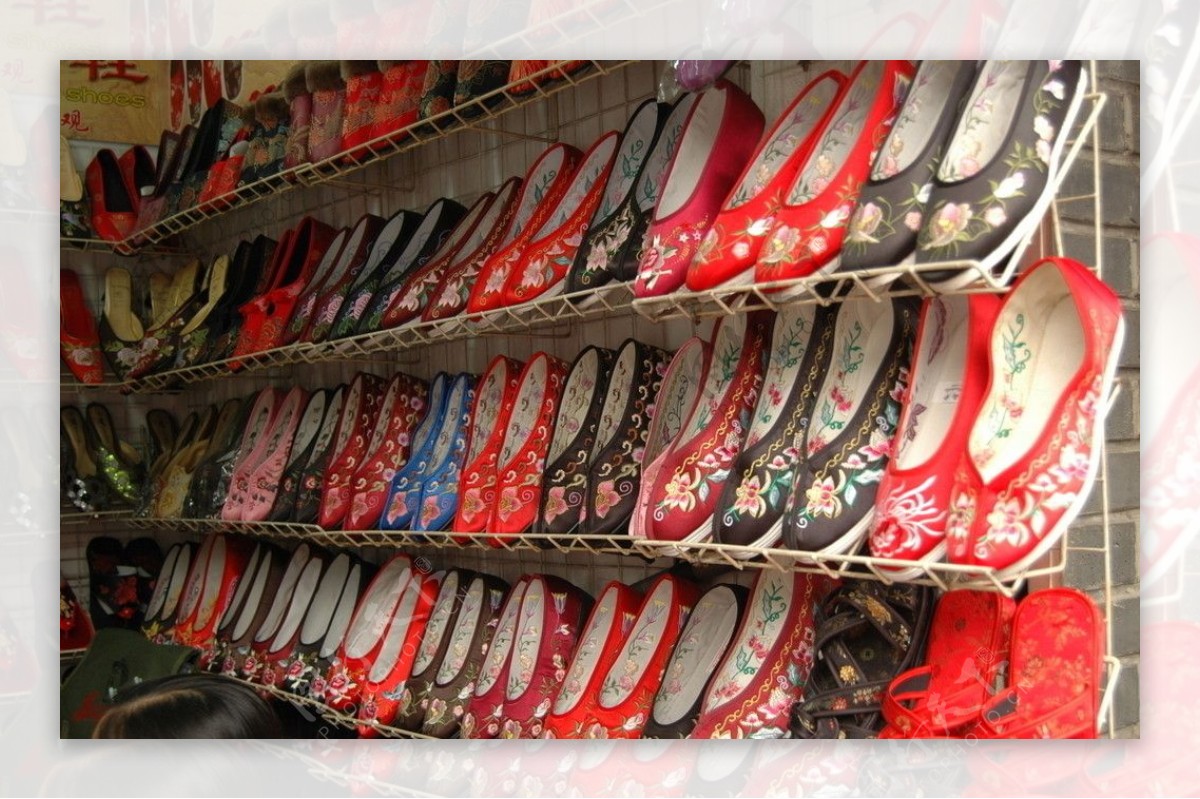 上海街景之绣花鞋店图片