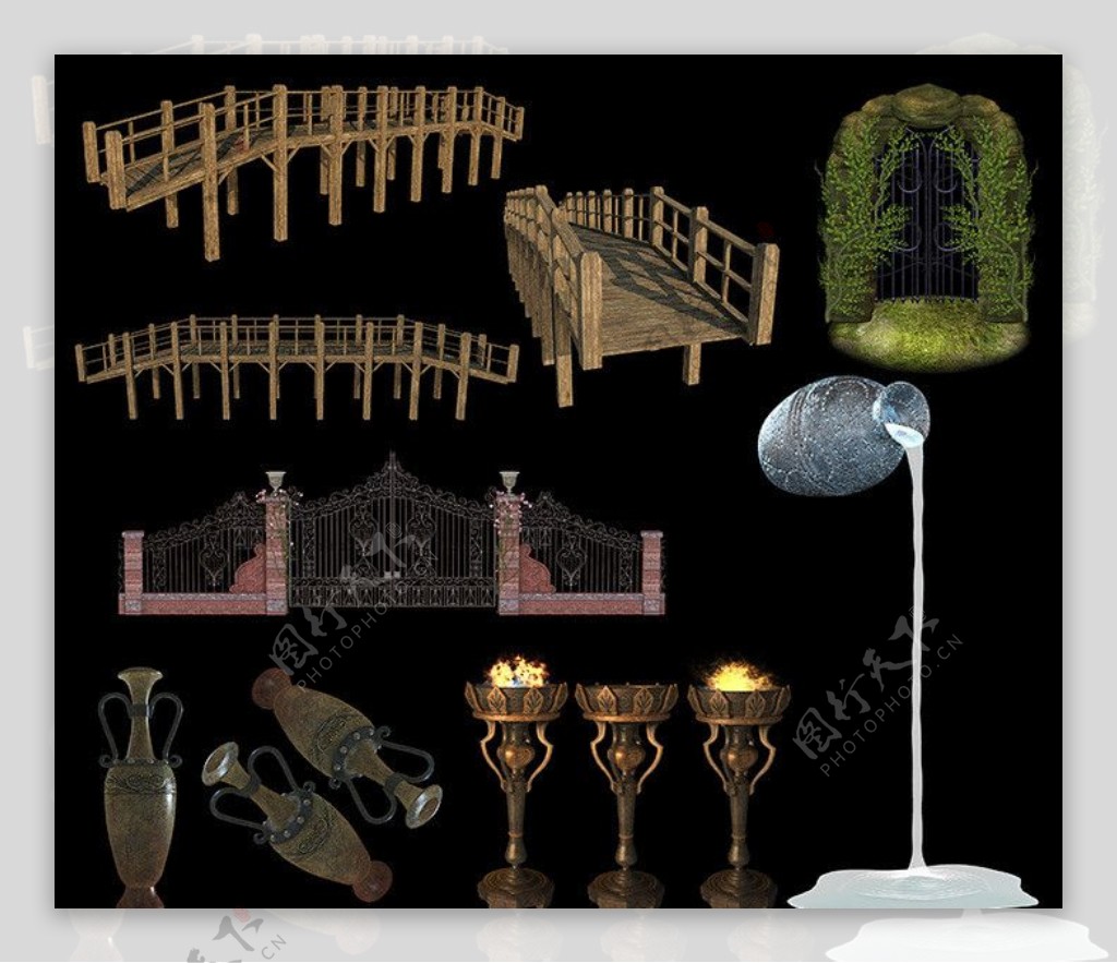 木桥水瓶素材图片