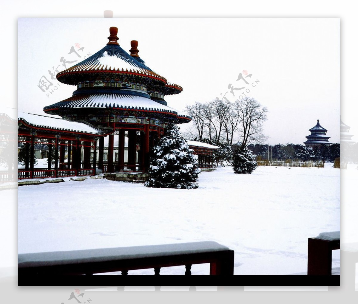 双环亭雪景图片