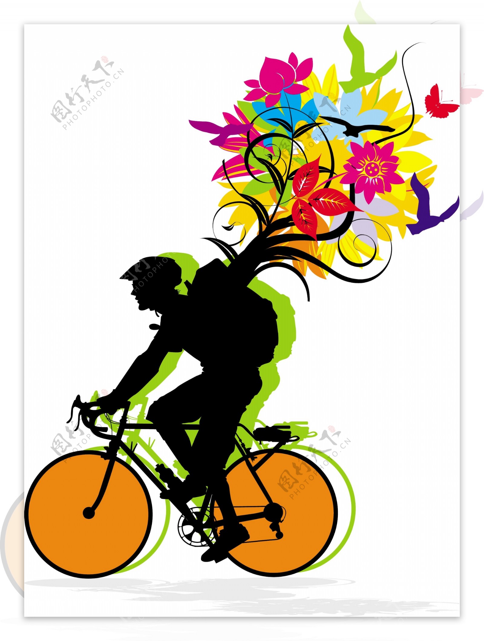 骑自行车开花图片