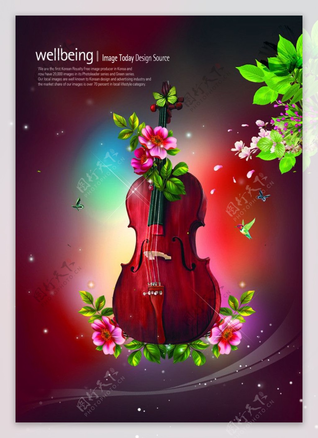 炫彩大提琴背景图片