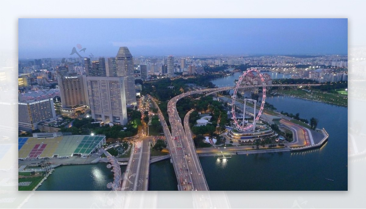 新加坡滨海湾俯瞰图片