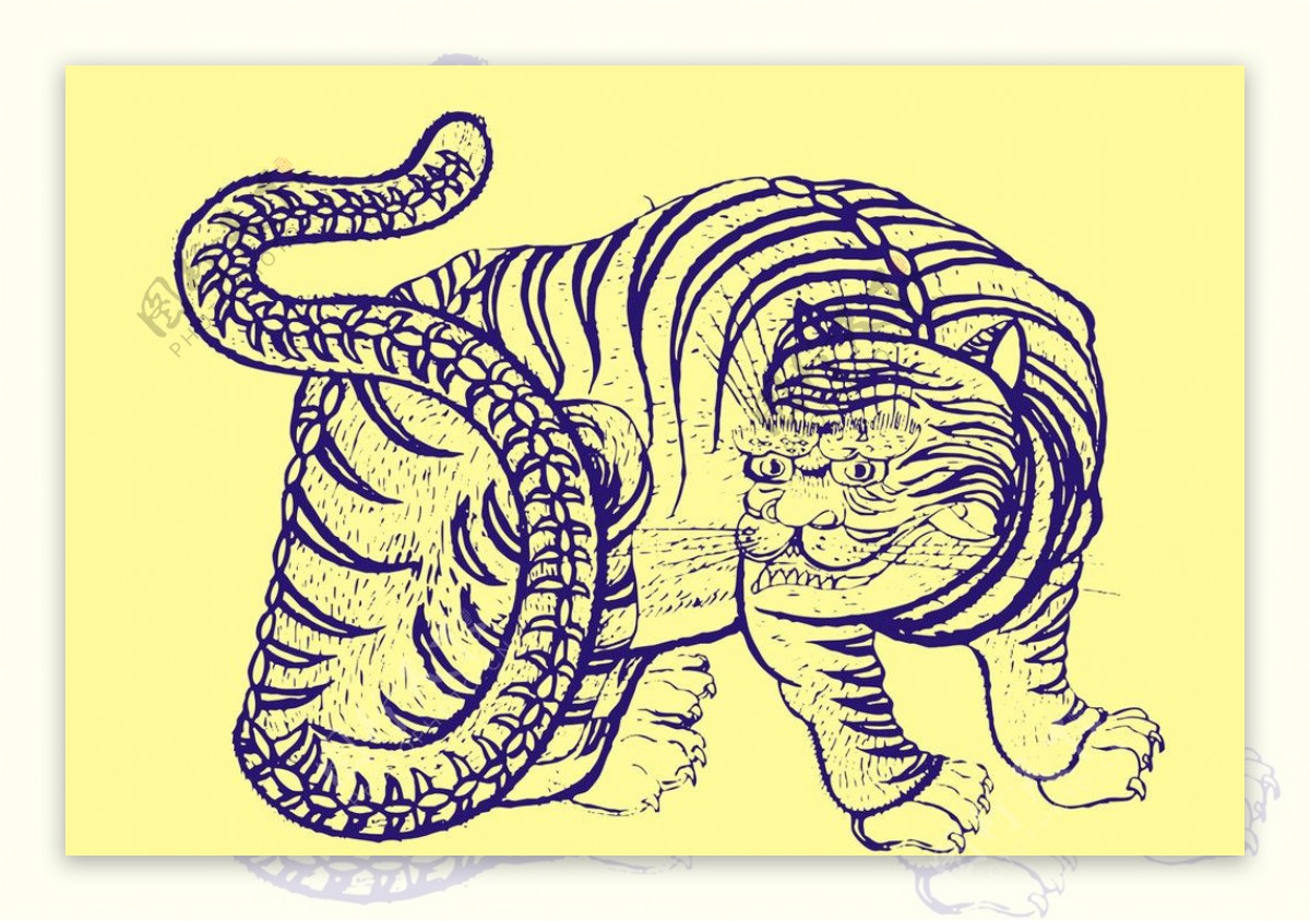 中式老虎图案图片