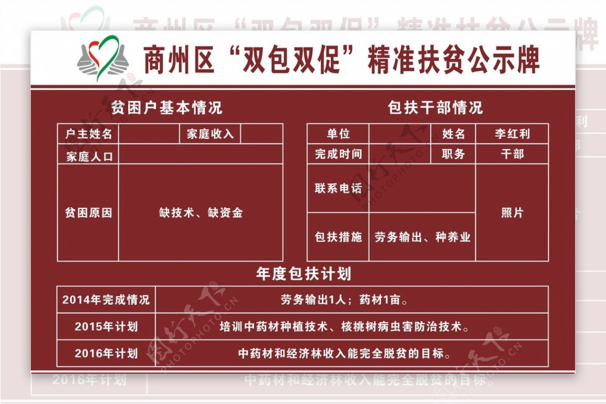 商州区双包双促精准扶贫公示图片